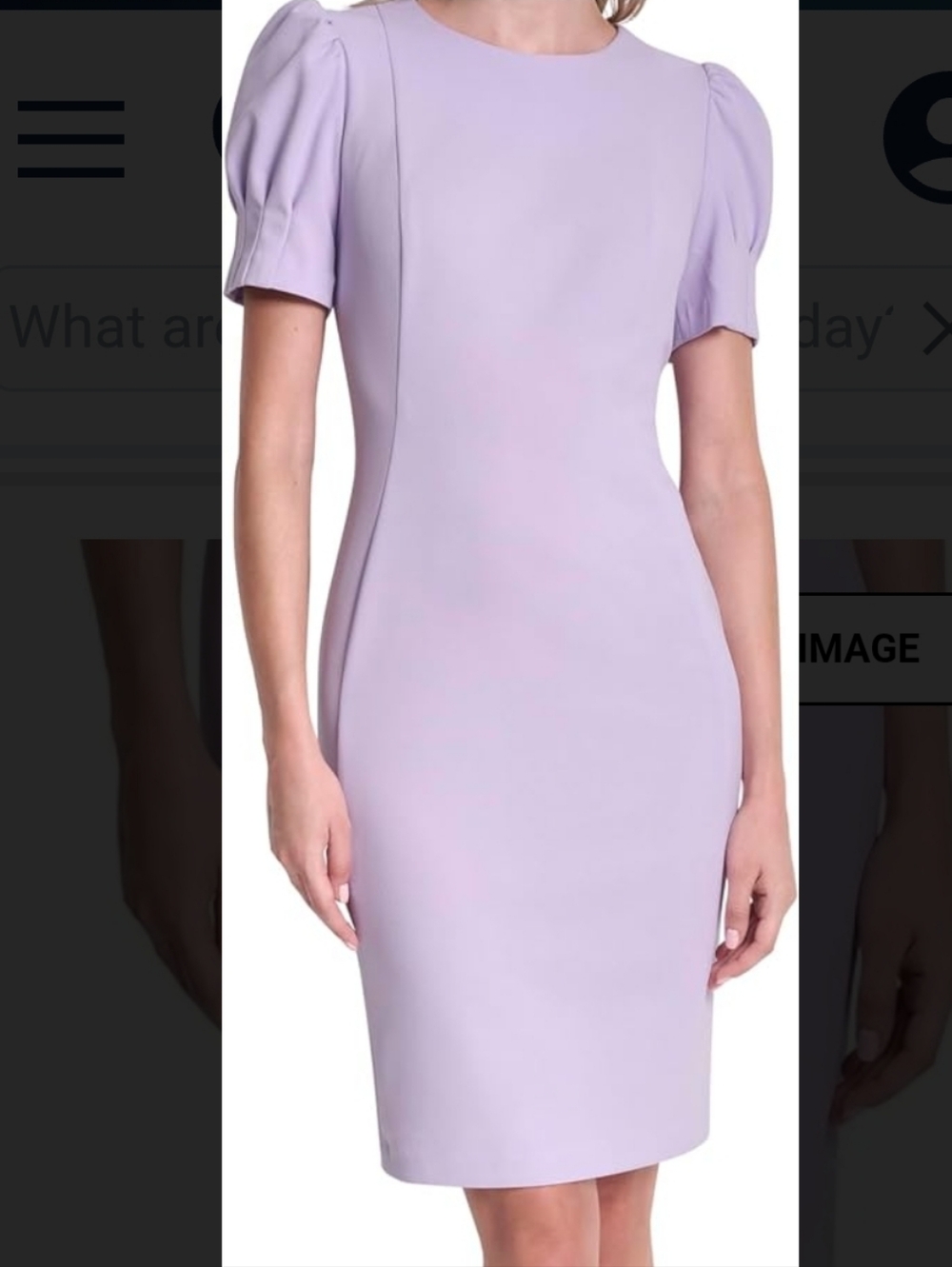 DKNY Lilac Sheath Dress with Puff Short Sleeves - Wedding Derby